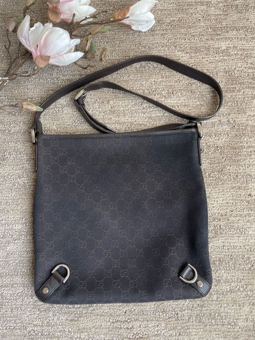 Gucci Dark Brown GG Canvas Crossbody Messenger Bag